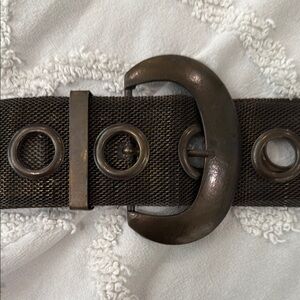 Brown Wide Belt with Metal Buckle